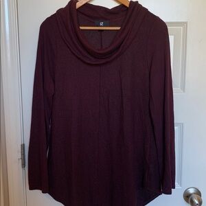 Iz Byer Deep Burgundy Cowl Neck Sweater